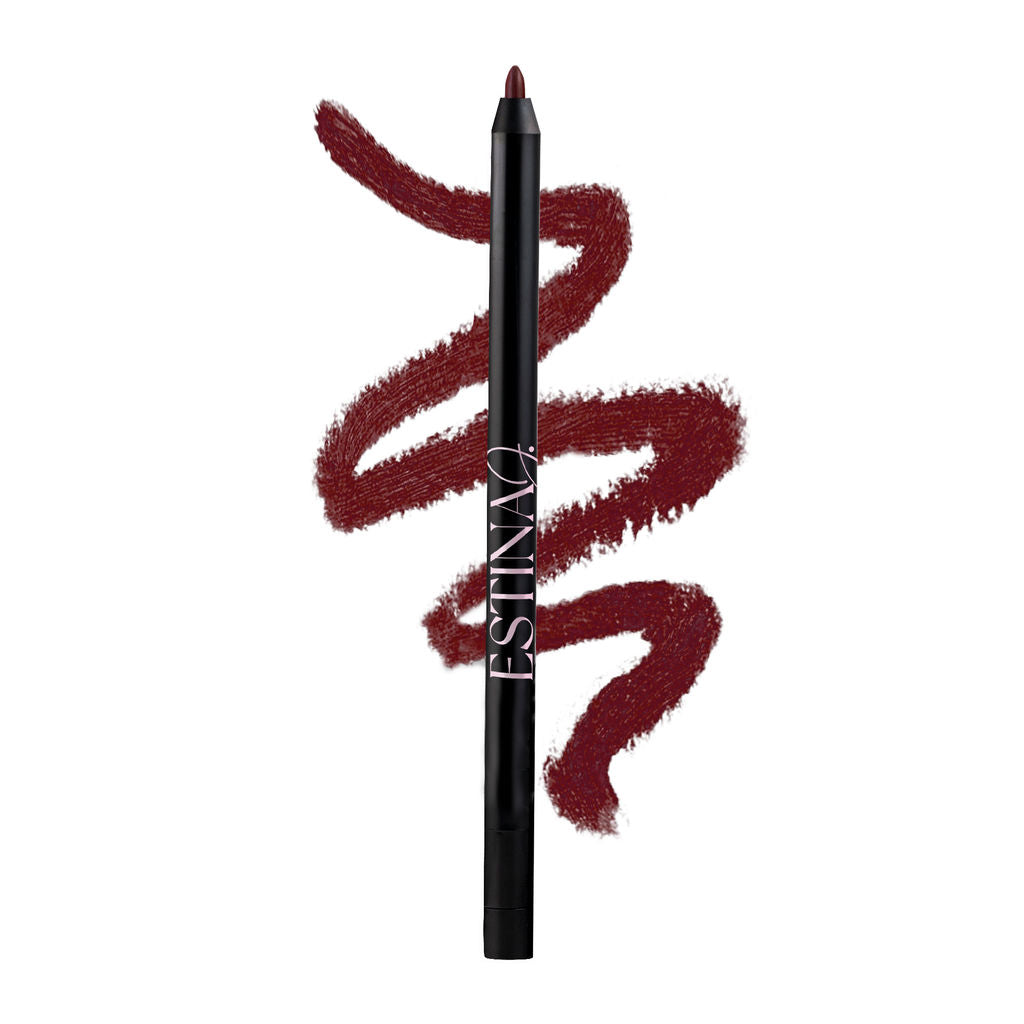 A deep berry brown liner for a luxurious upgrade to any lip color. Perfect for detailed, precision work on your lips. Keep your lips looking clean and classy with the fine print lip liner in Rich.  Prime your lips by filling them in or soften the transition from skin tone to lip color by outlining the rim of your lips - follow with a Estina J long-lasting, velvet matte liquid lipstick. Formulated with shea butter for conditioned, soft lips.